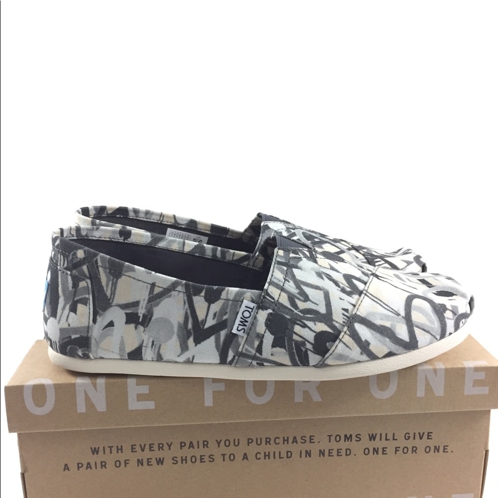 Toms 9 Mens James Goldcrown Black White Shoes - Picture 4 of 6